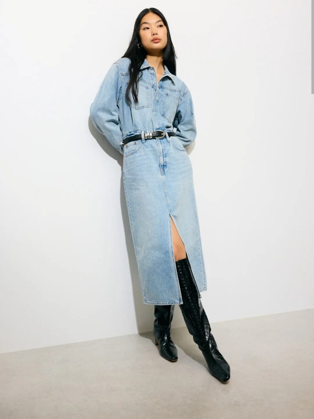 LEVI'S WESTERN DENIM MIDI DRESS SIZE 6 MSRP $118